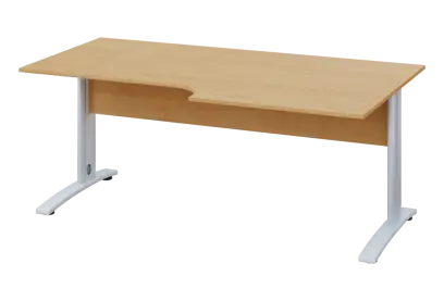 ERK 18 - 188 stůl kancelářský, rohový, pravý, kovová podnož bílá, deska 18 mm, široký 1800 mm, javor horský